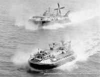 BH7 flying with other Royal Navy hovercraft